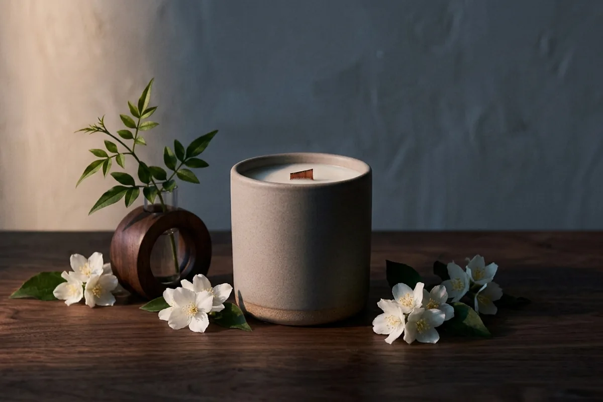 A Night Jasmine candle by Bellwood & Ash: jasmine and orange blossom, opening after dark.